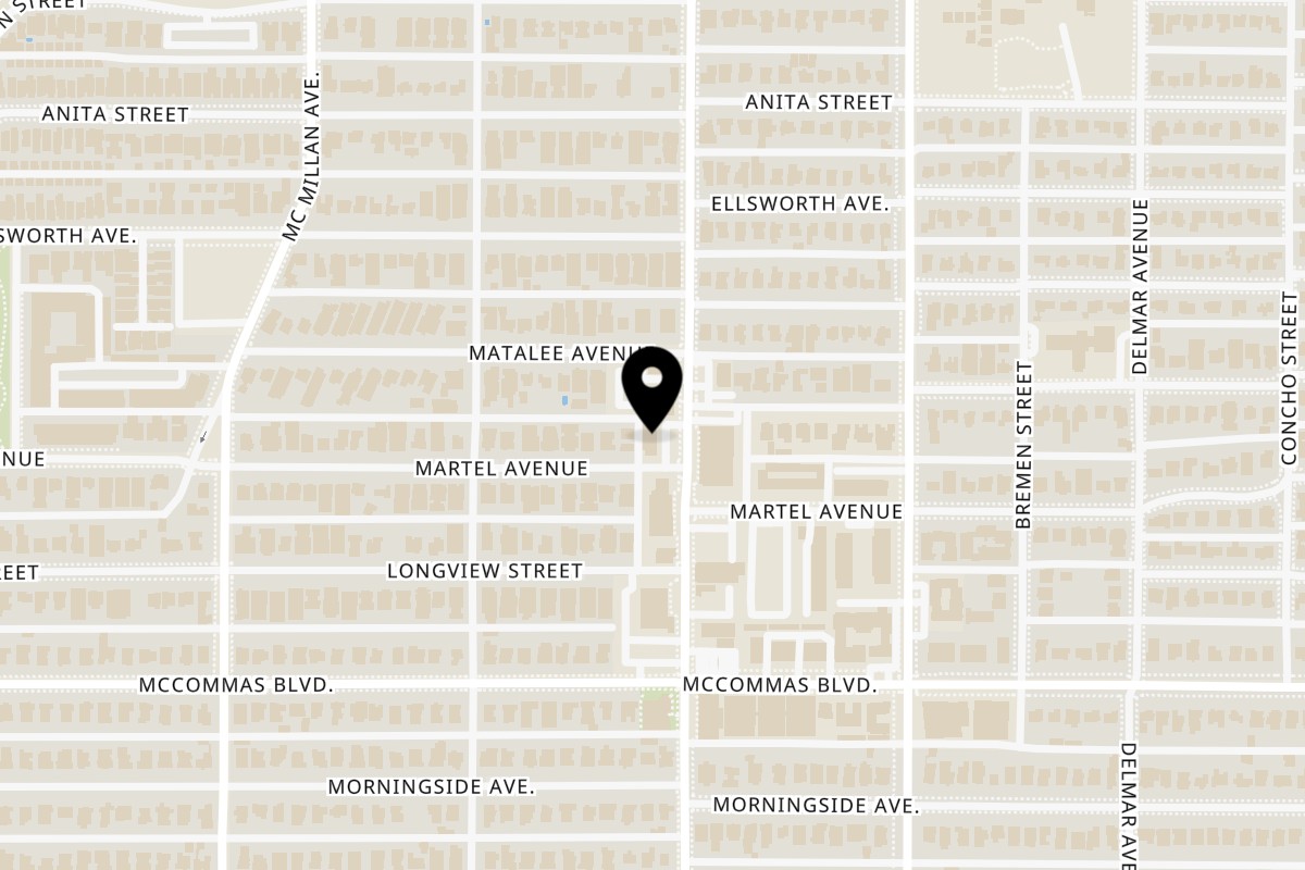 Map showing the location of Piggie Pies Pizza on 3707 Greenville Ave in Dallas
